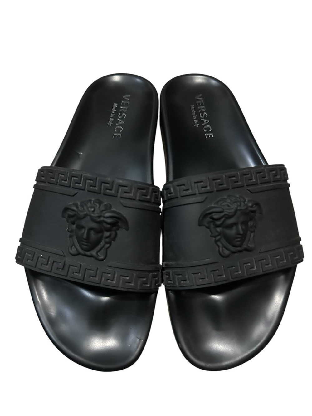 Versace Black Medusa Rubber Slide Sandals size 10